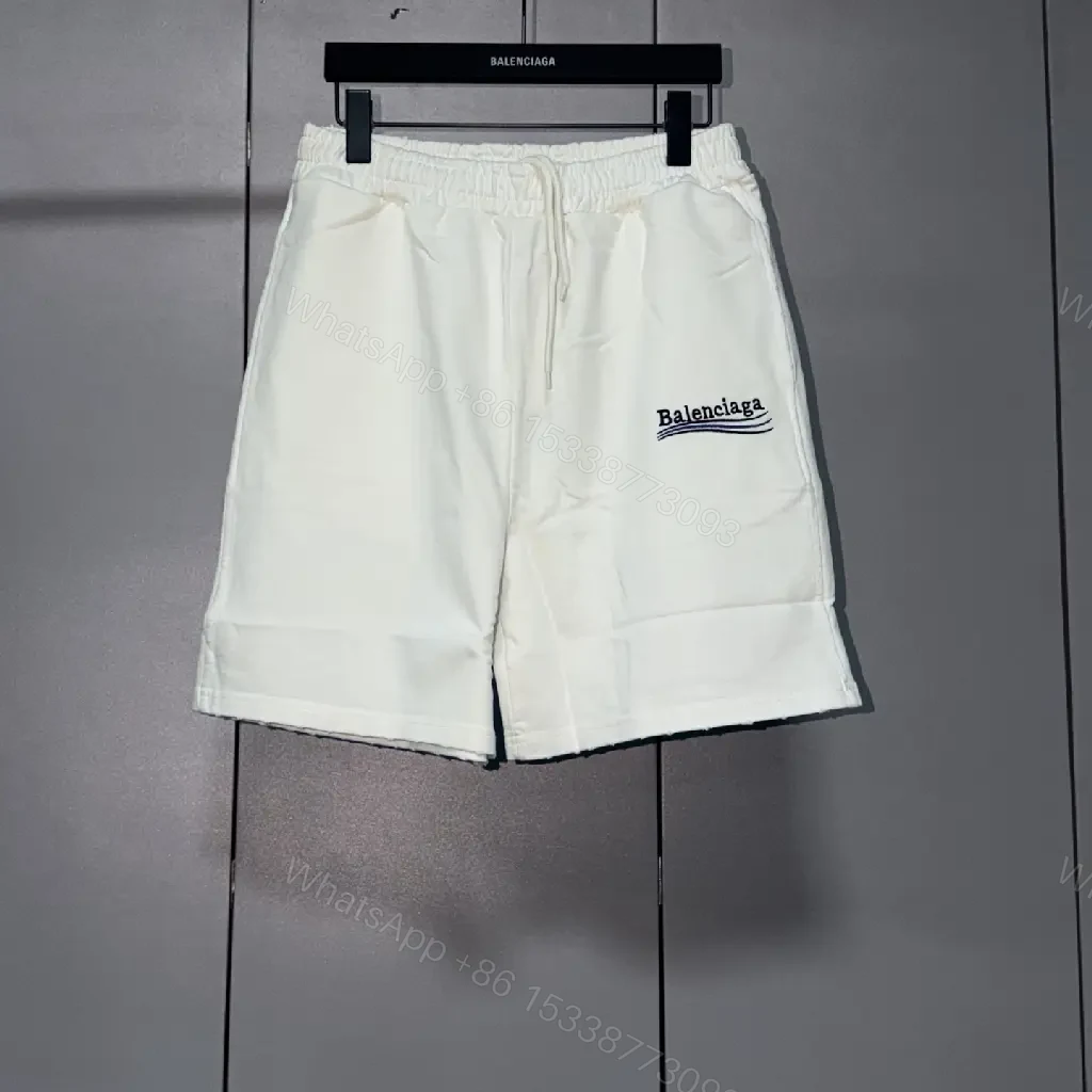 View 2 of White Nylon Casual Drawstring Balenciaga Logo Shorts