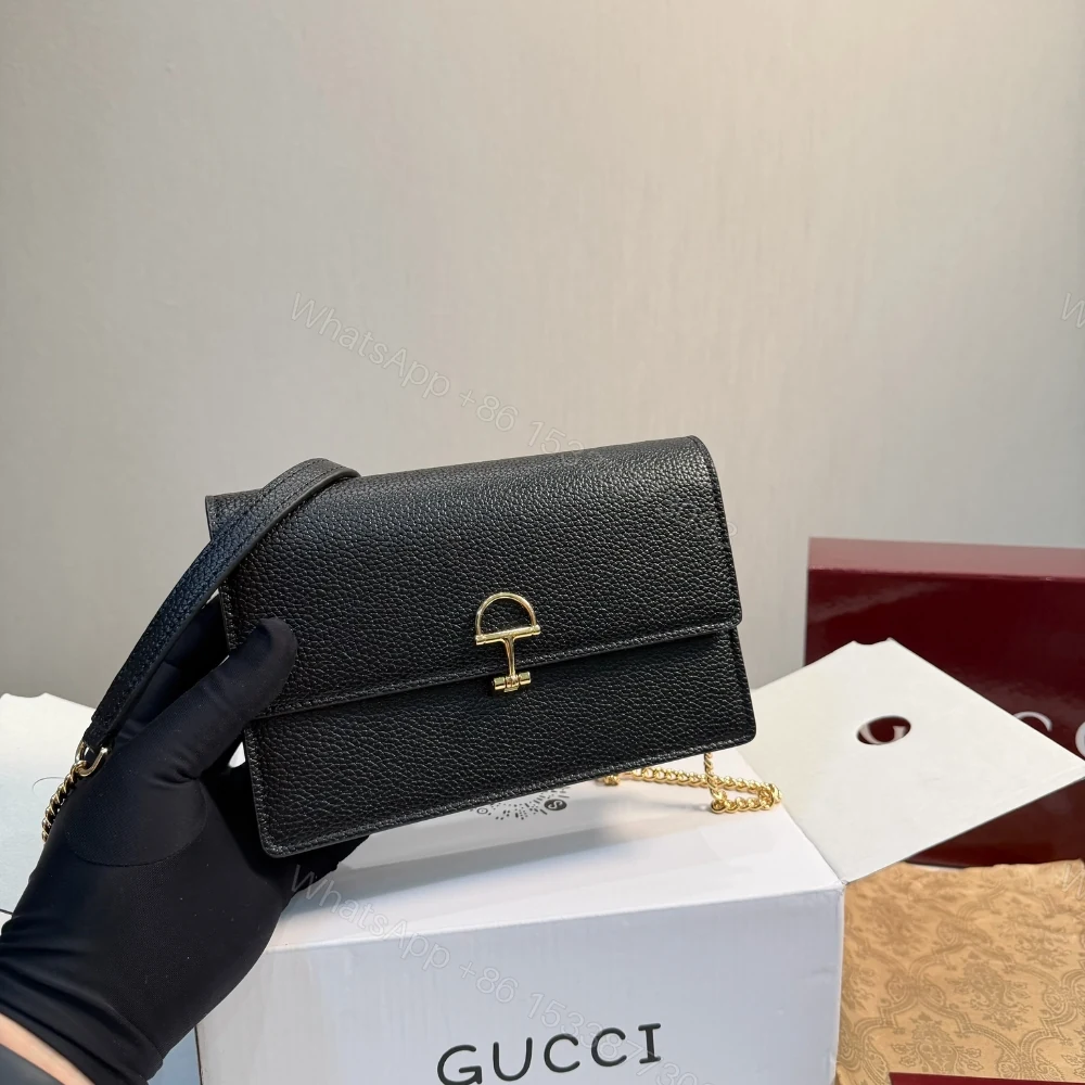 View 3 of Gucci Half Horsebit Wallet On Chain Black 20Cm