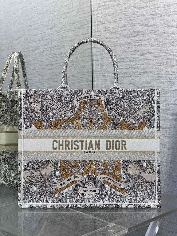 Bold Textured Carrier Tote: Multi-Texture Dior Print — view 1