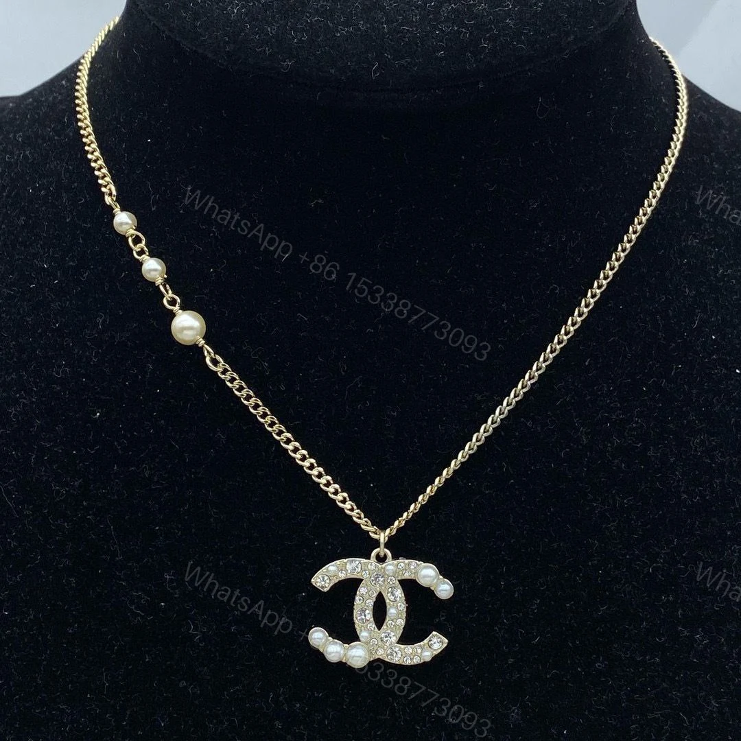 View 2 of Chanel Vintage Rhinestone Classic Cc Necklace