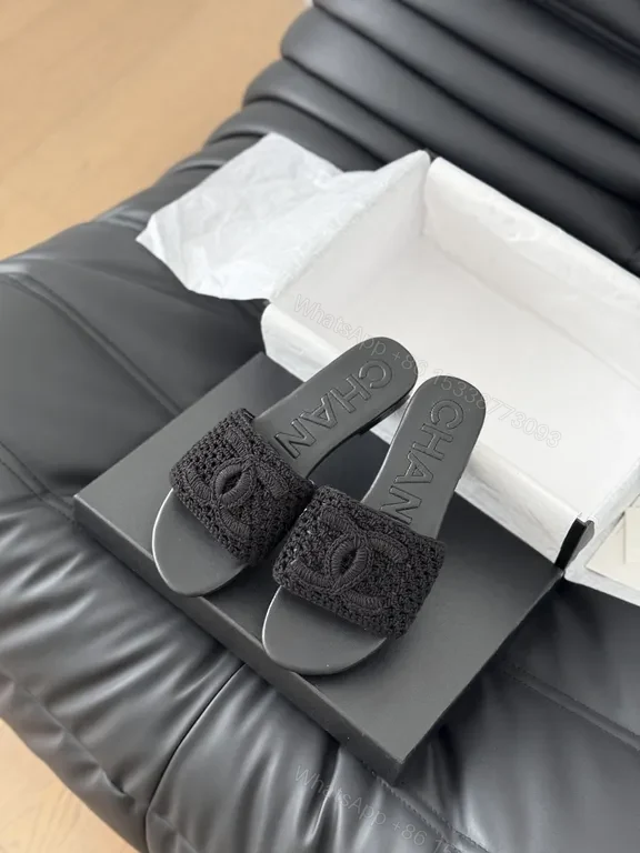View 7 of Chanel-Inspired Knit Slides with Luxe Leather Backing
