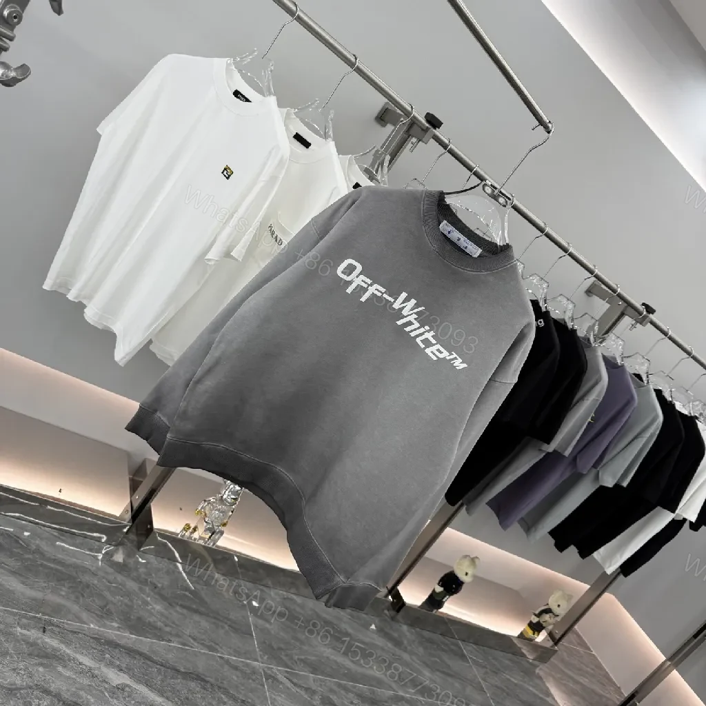 View 2 of Grey Oversized Sweatshirt with Off-White Logo