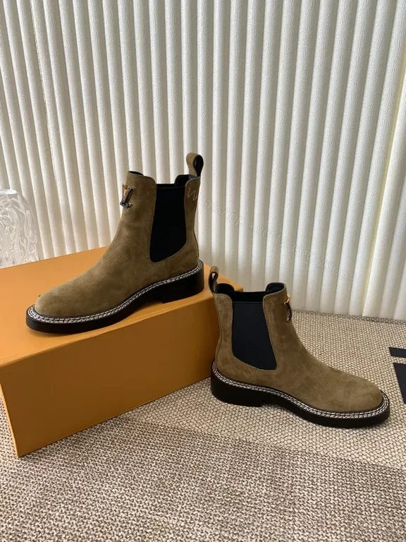 View 5 of Textured Chelsea Boot: Suede, LV Emblem, All-Weather Comfort