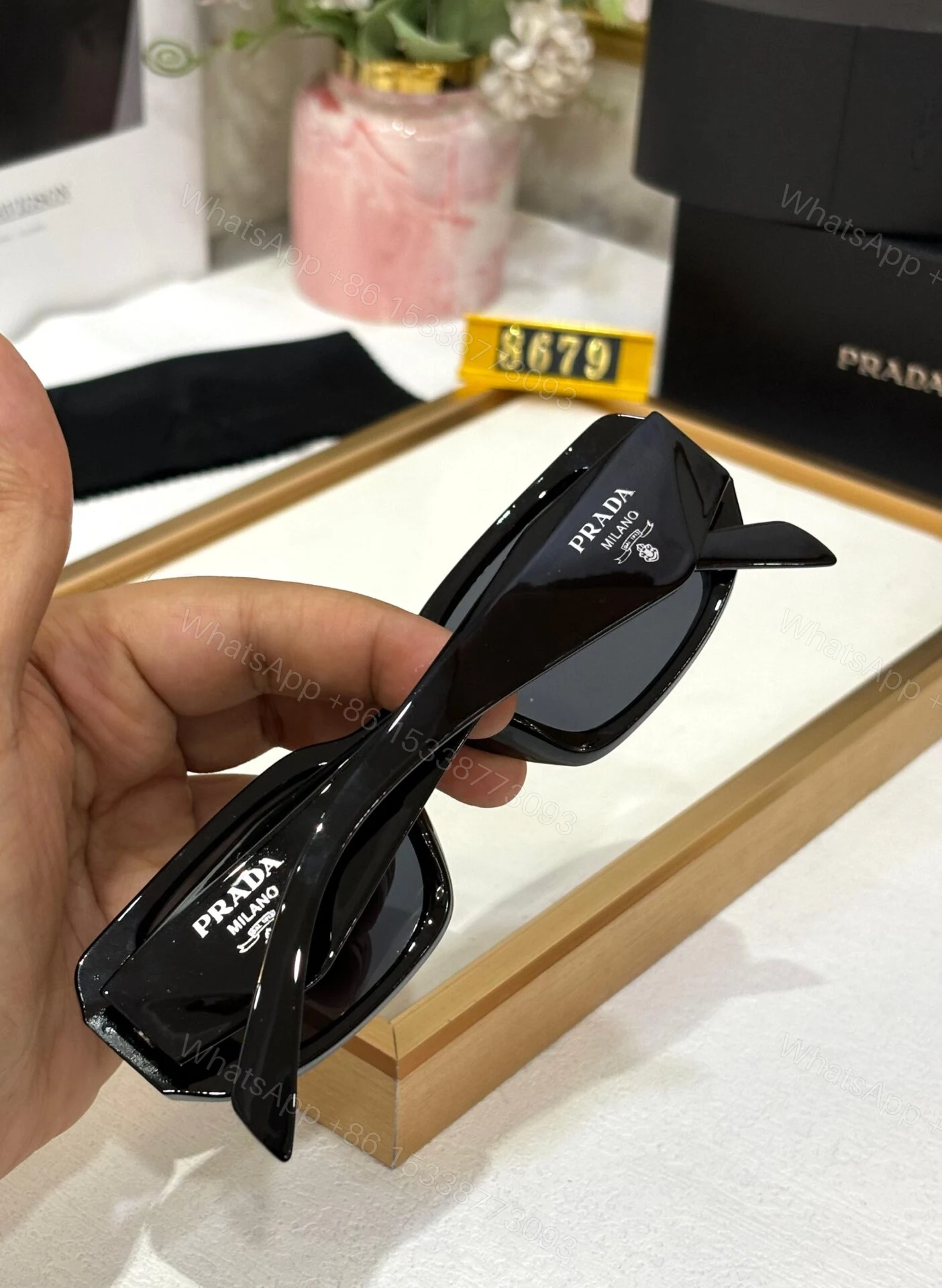 View 4 of Prada Unisex Sunglasses Black UV Protection