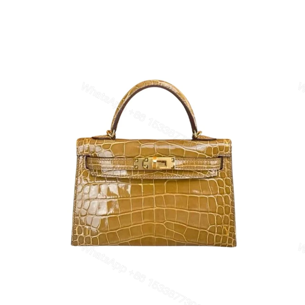 Hermes Mini Kelly Handbag Alligator Brown 22Cm — view 1
