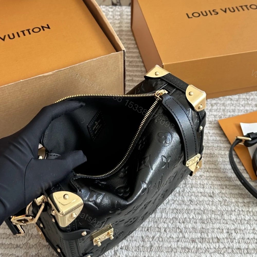 View 6 of Louis Vuitton MM Side Trunk Bag Gold Metal Black 23Cm
