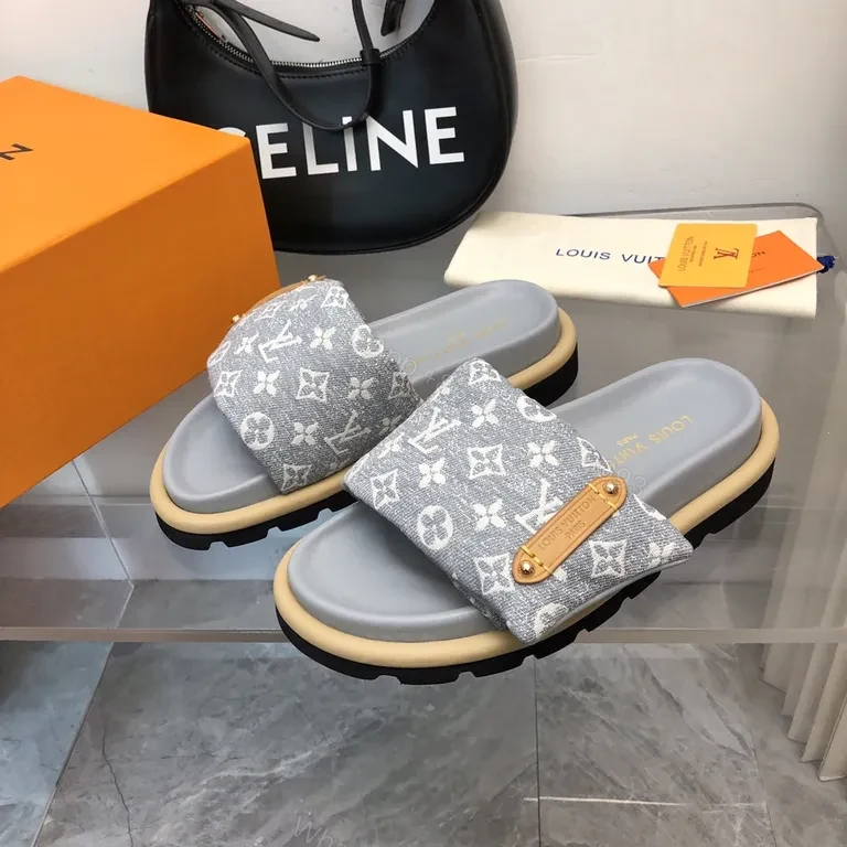View 6 of Monogram Canvas Slide Sandals: All-Day Comfort Slides