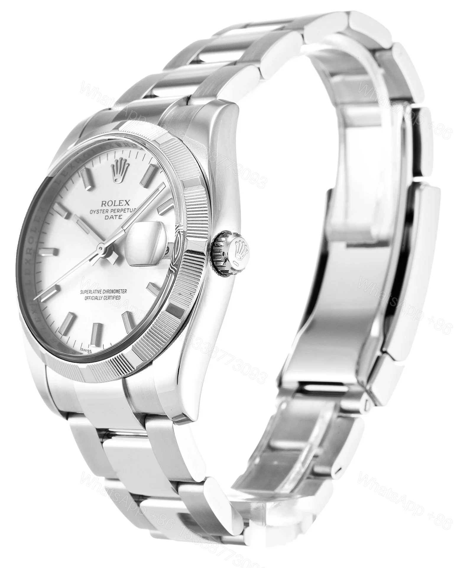 View 2 of Replica Rolex Oyster Perpetual Date Silver Dial 115210 34 mm