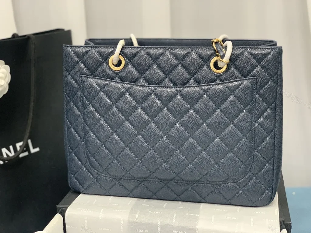 View 3 of Navy Quilted Tote: Luxe Everyday Carry Bag