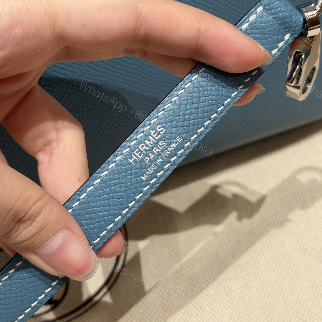 View 14 of 高仿Hermes*Kelly28系列H043130EP7C牛仔藍銀扣牛皮純手工