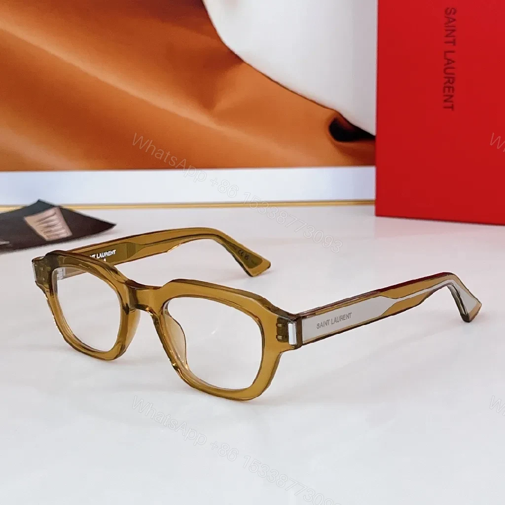 View 4 of Taupe Transparent Frames with Luxe Saint Laurent Accent