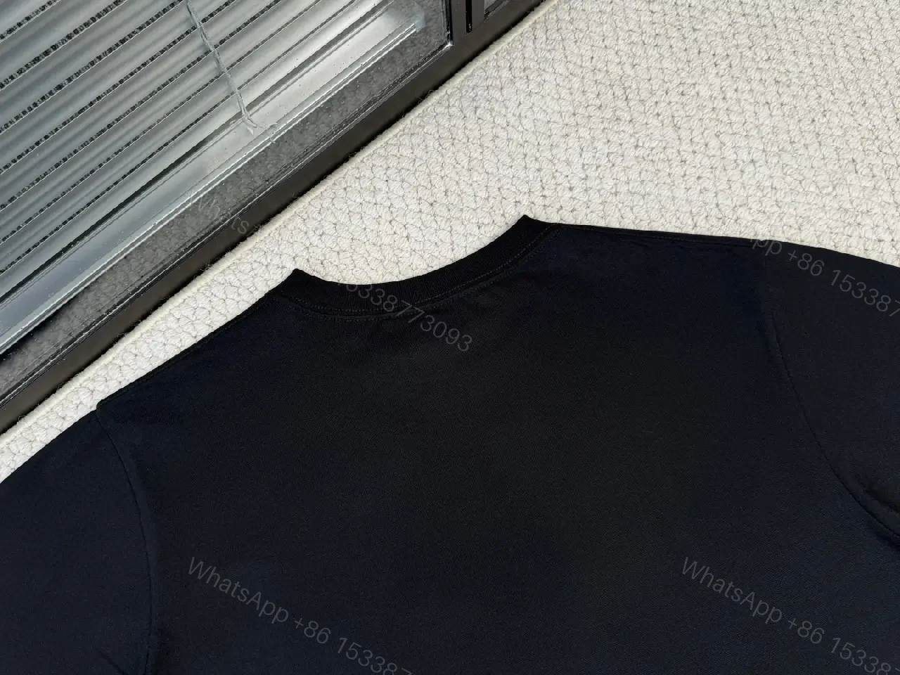 View 8 of Black Cotton Dior-Inspired Logo Tee, Minimalist Luxe, Crewneck Top