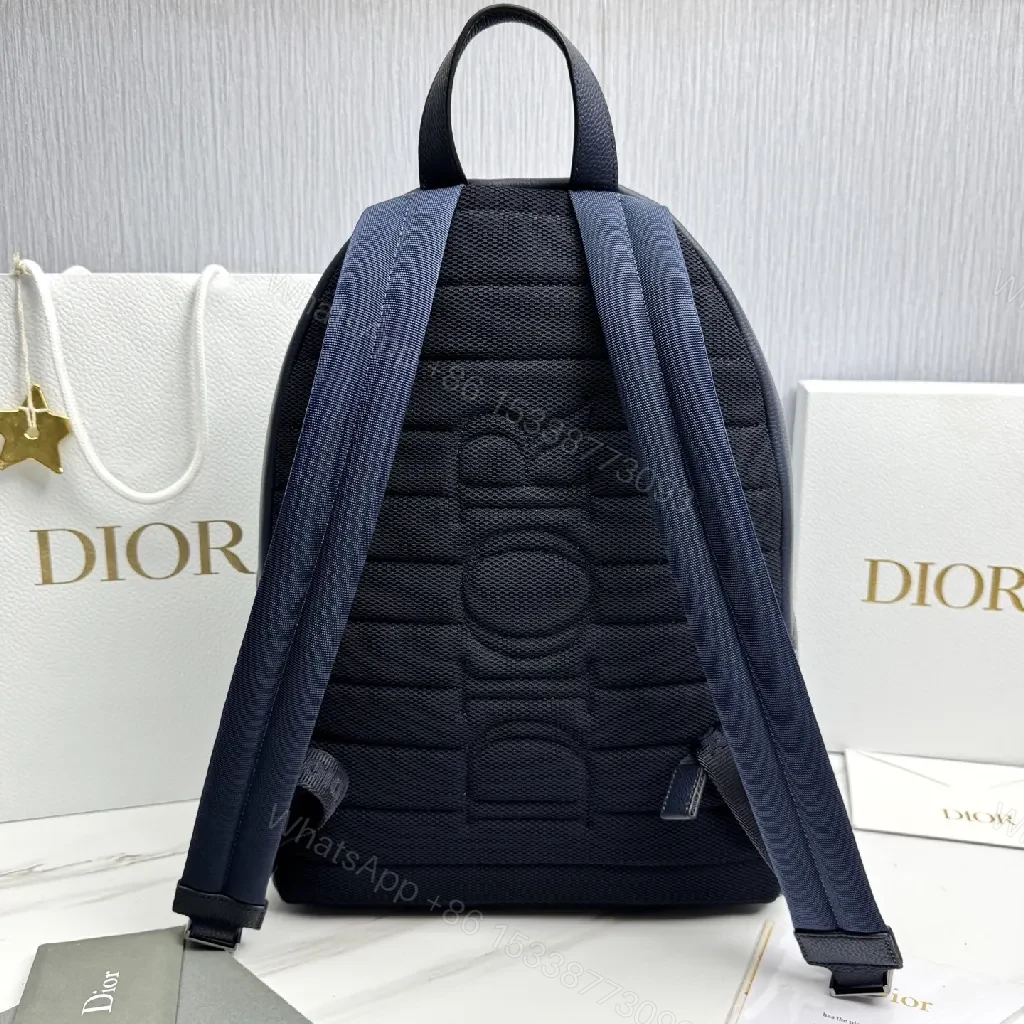 View 4 of Navy Faux-Leather Backpack: Monogram Luxe, Day-to-Night