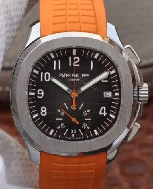 View 2 of Replica Aquanaut Chronograph Orange Rubber Strap