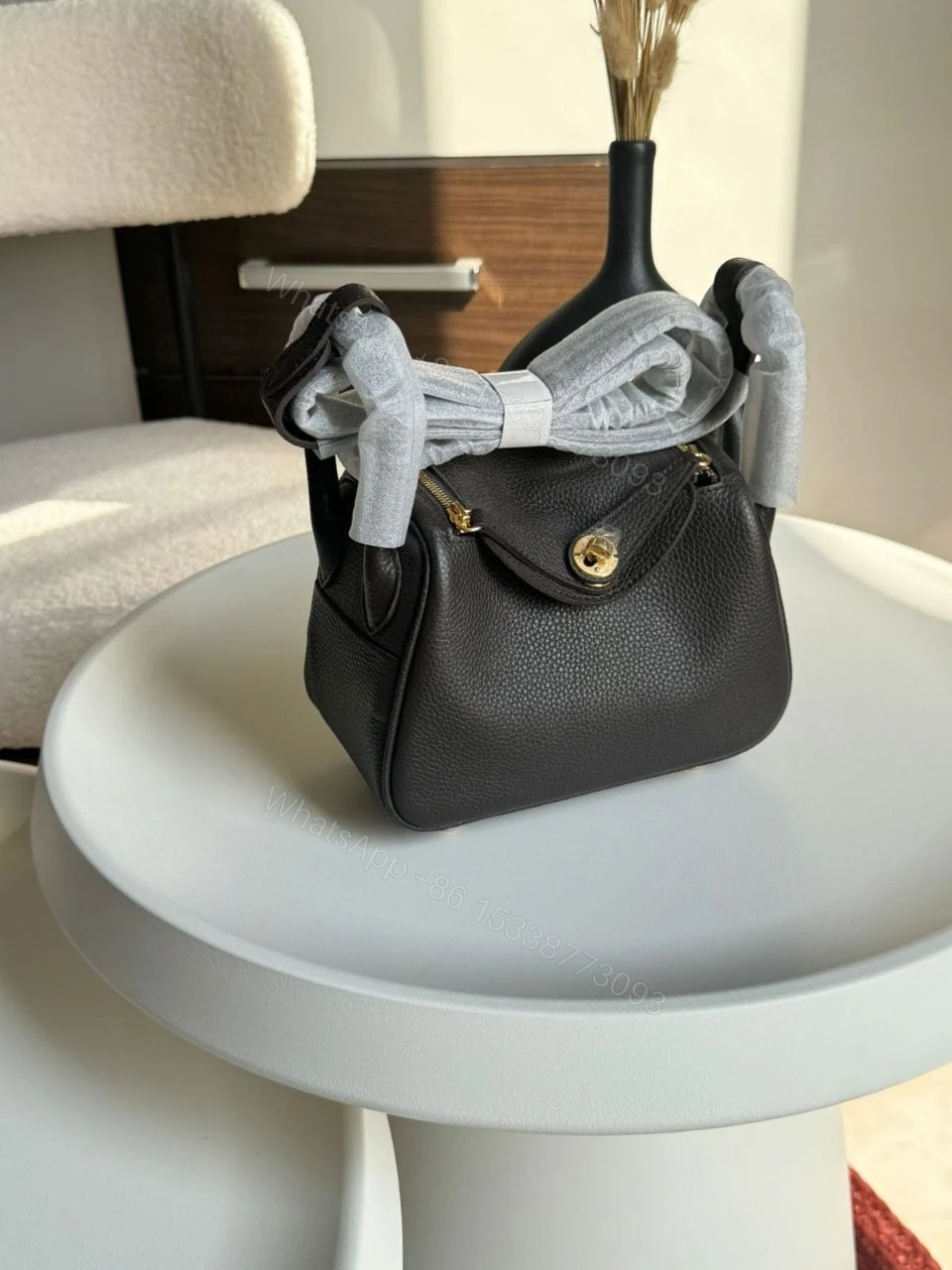 View 4 of Hermes Brand New Mini Lindy Nata Togo Palladium HDW