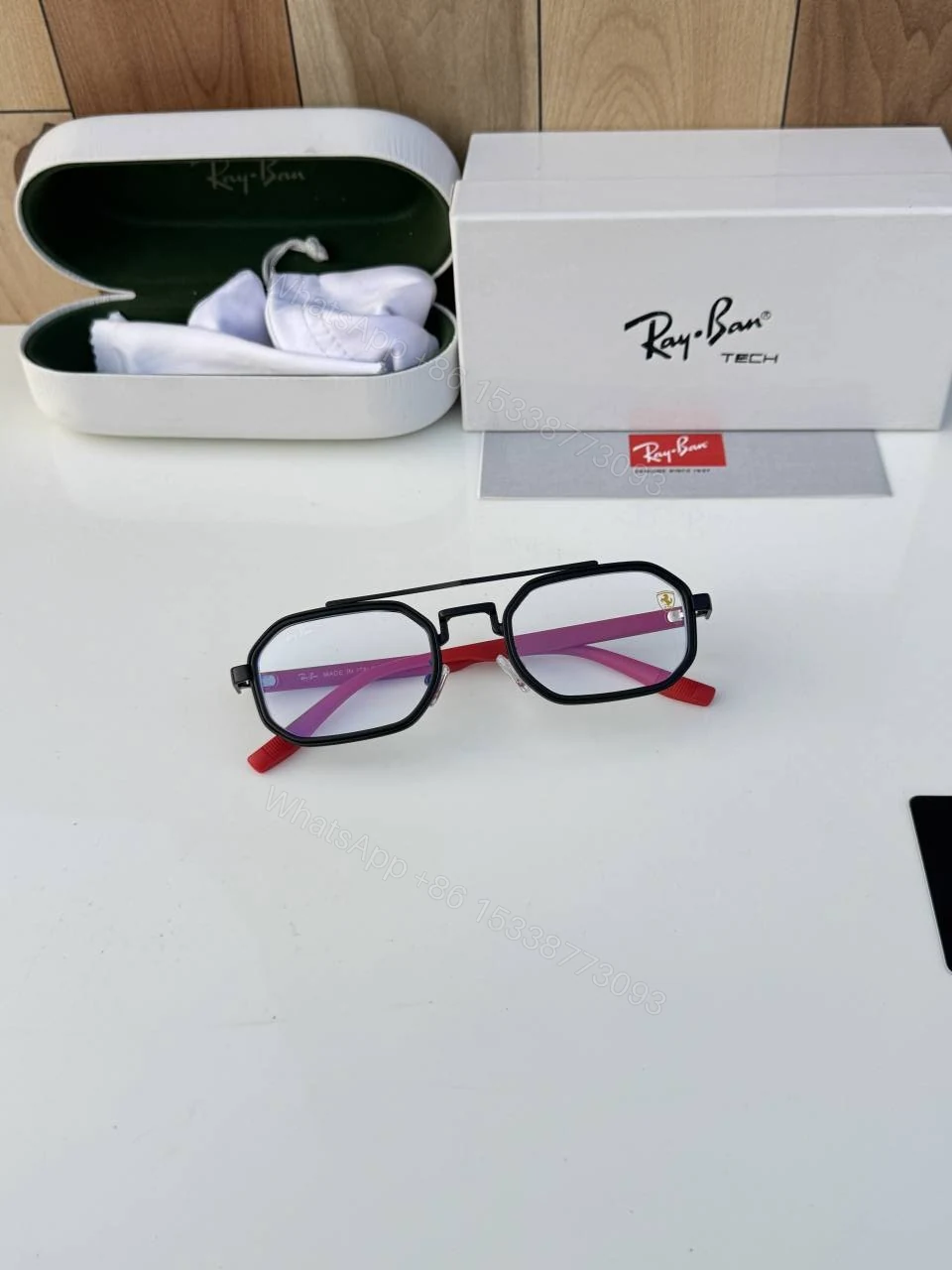 View 2 of First Copy RayBan 7328 Black Plano Sunglasses