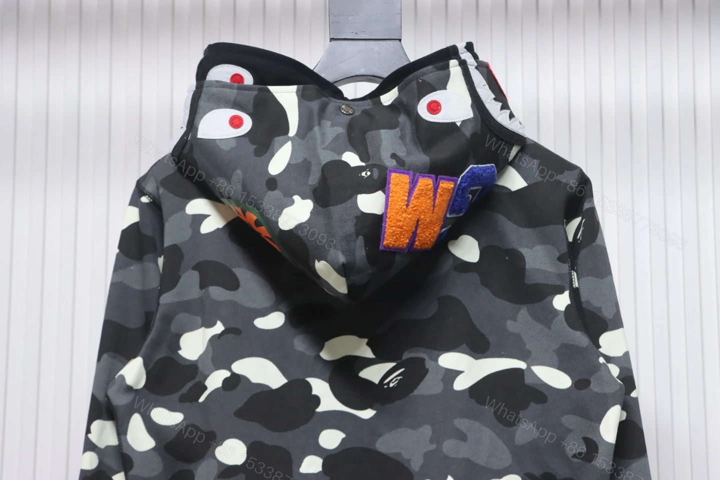 View 6 of BAPE Camouflage Double Hat Hoodie Grey