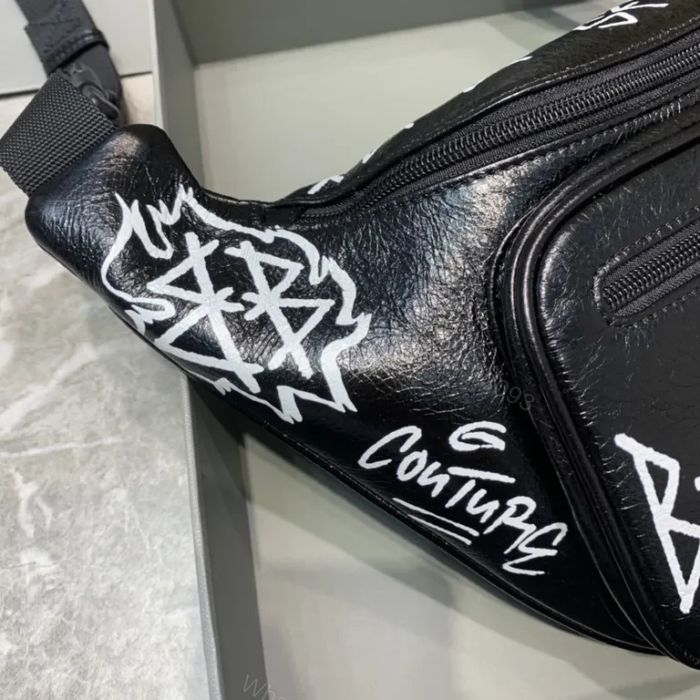 View 8 of Graffiti-Print Leather Belt Bag â€” Bold, Hands-Free Access