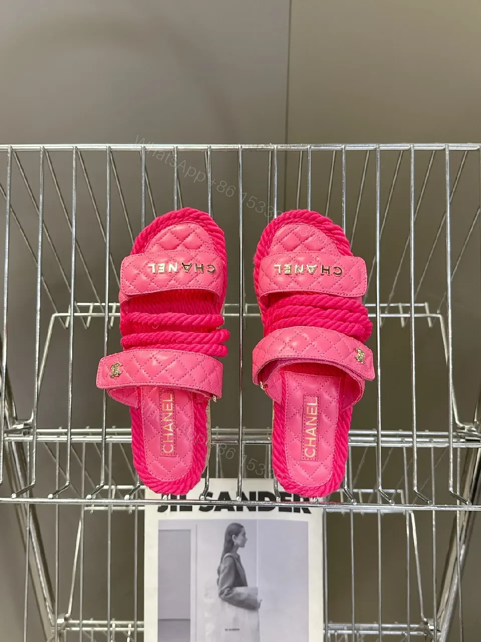 View 5 of Vibrant Pink Satin Sandals - Quilted, Braided, All-Day Comfort