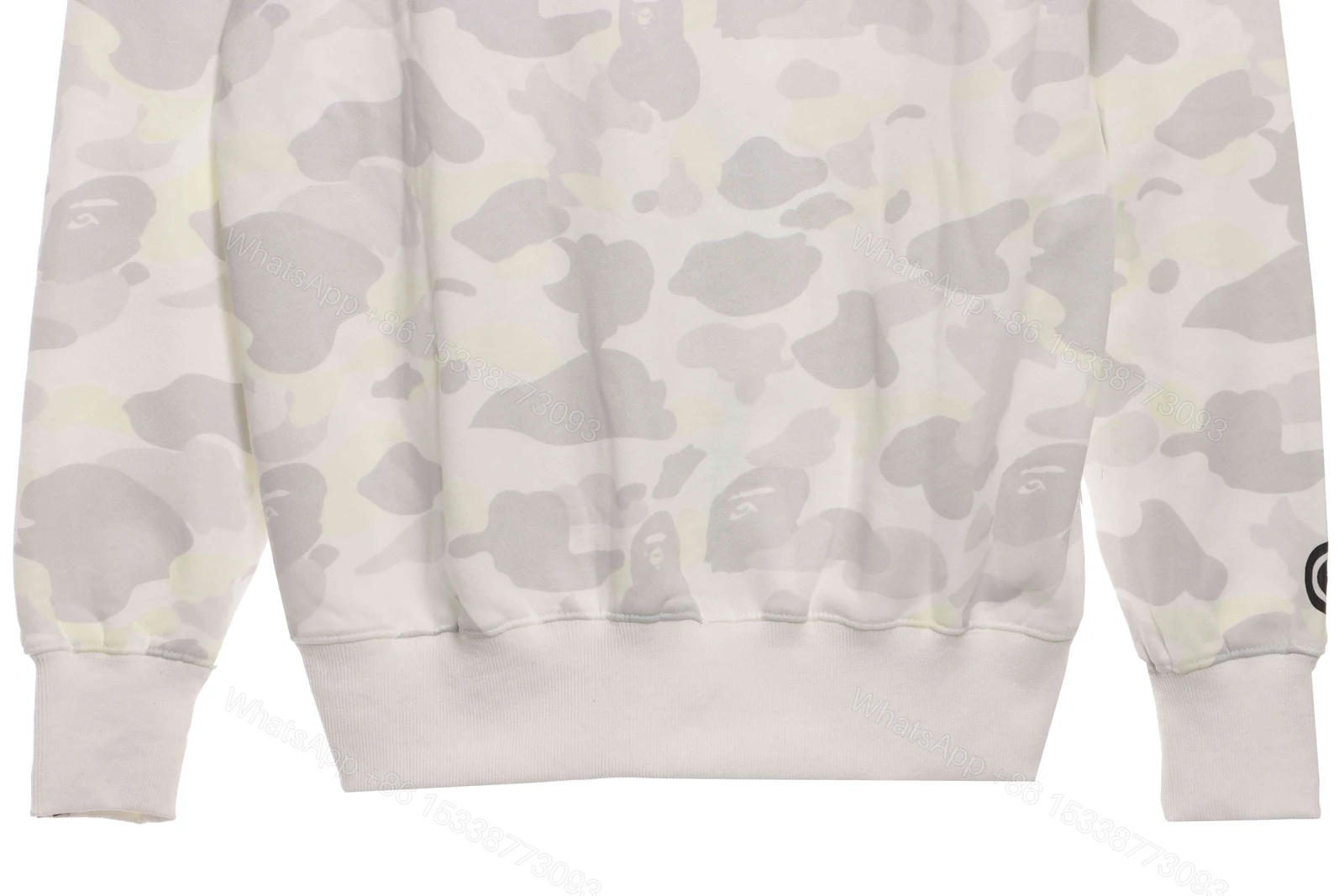 View 5 of BAPE classic black and white camouflage patchwork luminous hoodie White
