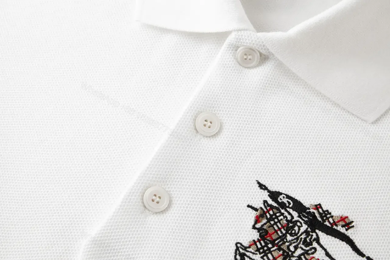 View 10 of White Cotton Polo with Burberry Crest Logo Polo Shirt