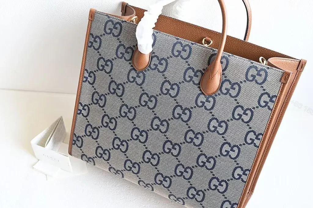 View 5 of GG Monogram Tote: Canvas + Leather, Classic Luxe, Everyday Versatility