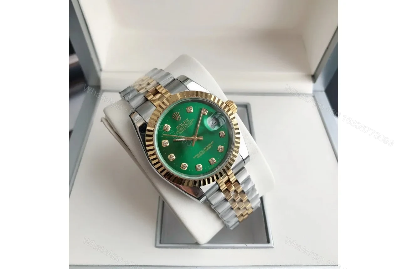 View 4 of Replica Rolex Datejust RG/SS Jub Green/Dial 36/28 mm