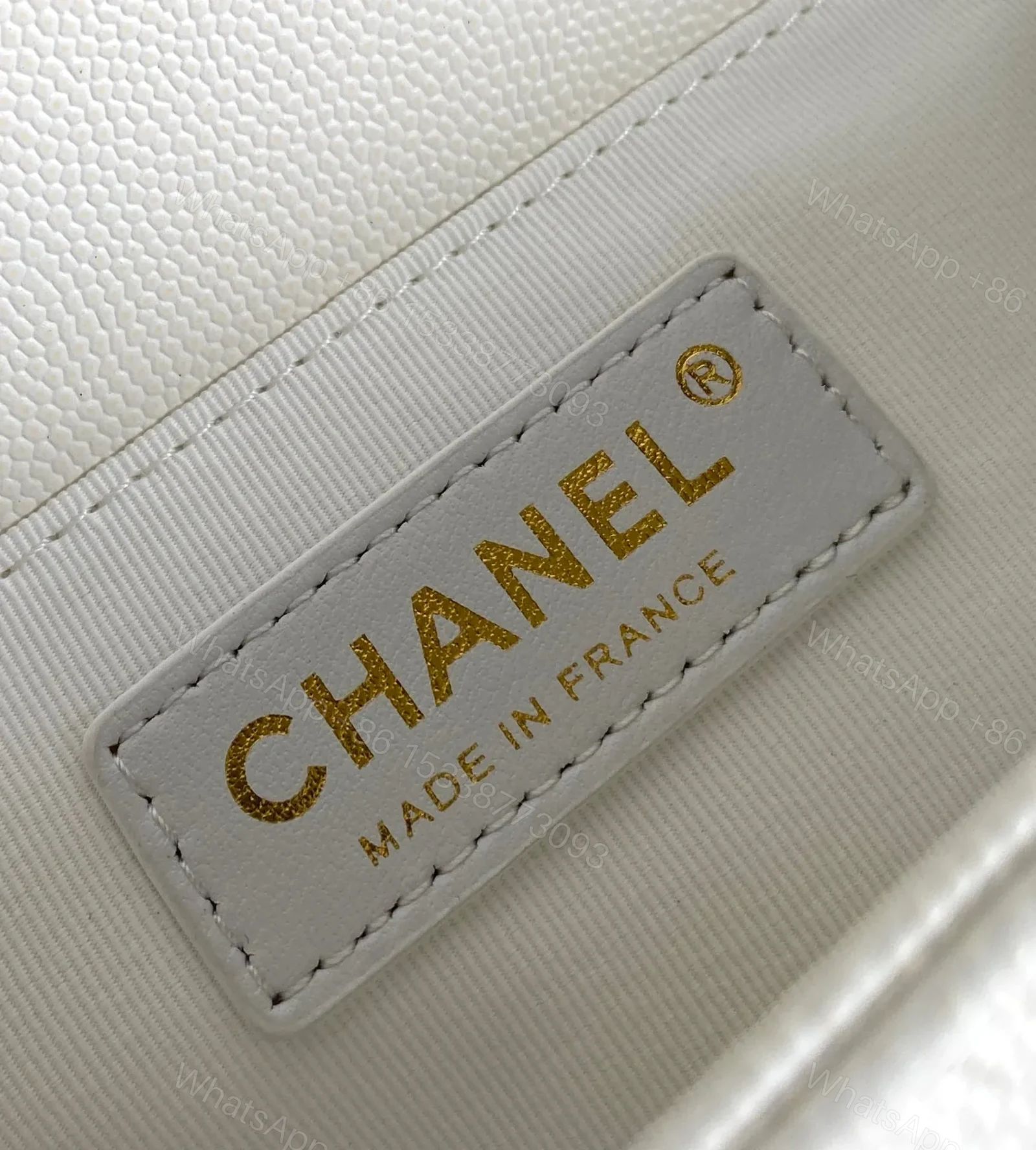 View 5 of CHANEL MEDIUM 25 BOY BAG IN WHITE LAMBSKIN GOLD HARDWARE