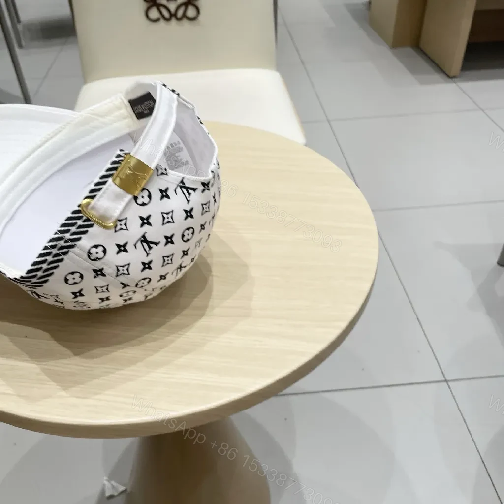 View 2 of White Denim Cap with Embroidered Emblems, Minimalist Luxe, Cap