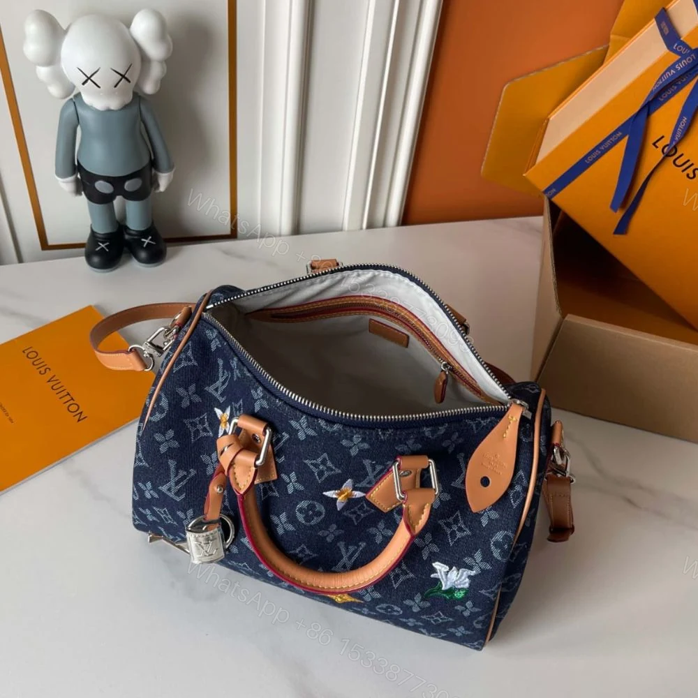 View 7 of Louis Vuitton Speedy 30 Bandoulière Bag Blue Denim 30Cm M27556