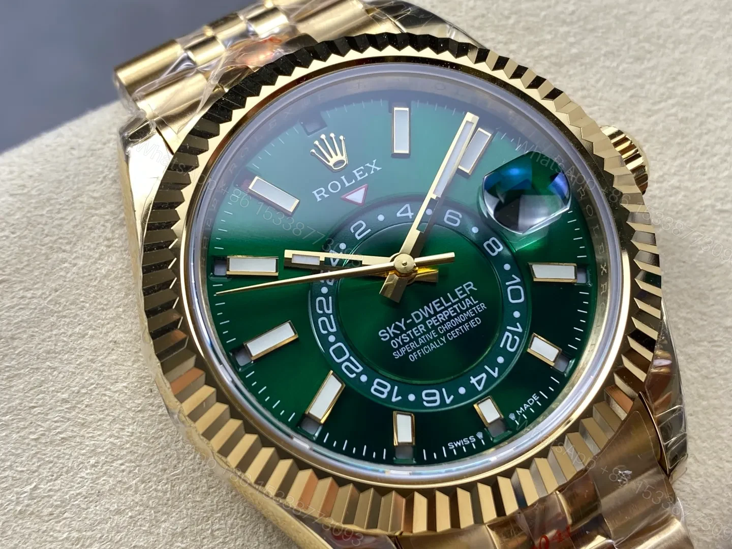 View 3 of Rolex Sky-Dweller Green Dial 336938 (Jubilee)