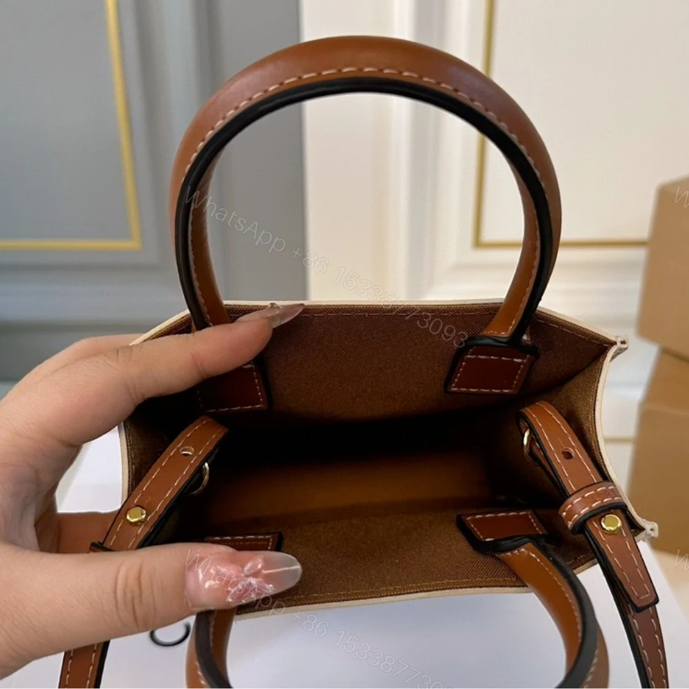 View 4 of CELINE MINI VERTICAL CABAS IN TRIOMPHE CANVAS AND CALFSKIN BEIGE 17CM