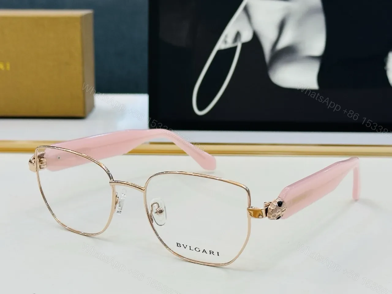 View 8 of Gold-Frame Round Glasses with Black Temple Accents, Luxe Style