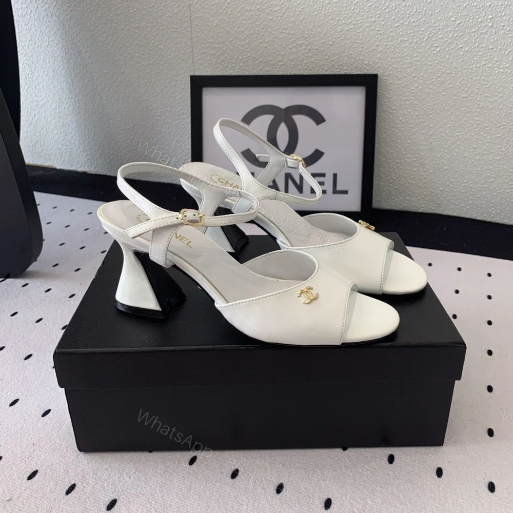 View 2 of 高仿Chanel*G45723A魚嘴高踭鞋漆皮白色5.5CM免檢版