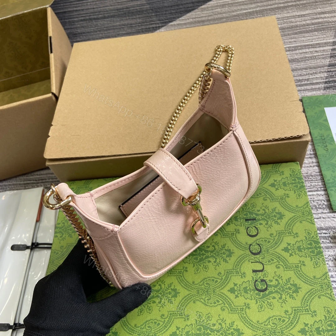 View 5 of JACKIE NOTTE MINI BAG 19 IN LIGHT PINK CRACKED LACQUER CALFSKIN GOLD HARDWARE