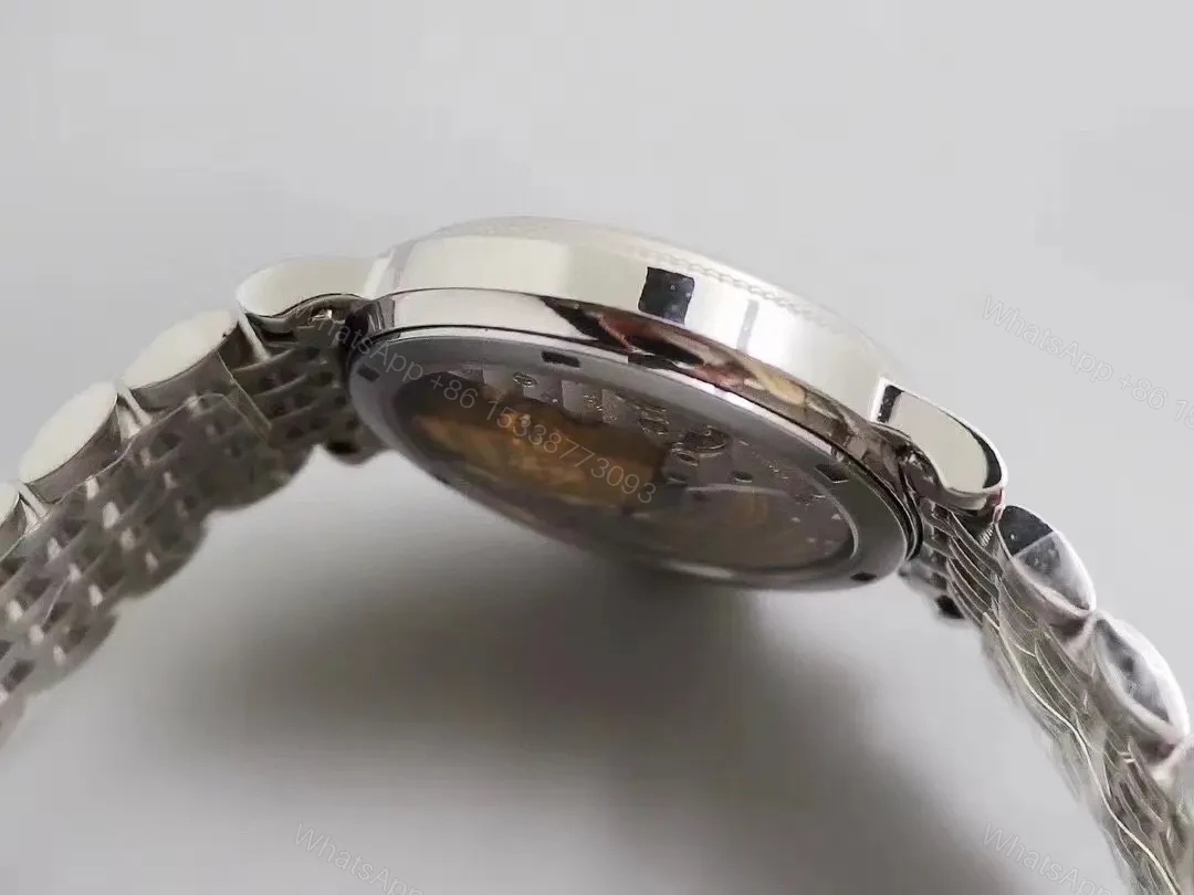 View 6 of Patek Philippe Calatrava 5120G White Dial with Roman Numerals and Baton Hands Ultra Thin Italian Leather Strap Cal.240 Movement Platinum Coated Beaded Bezel