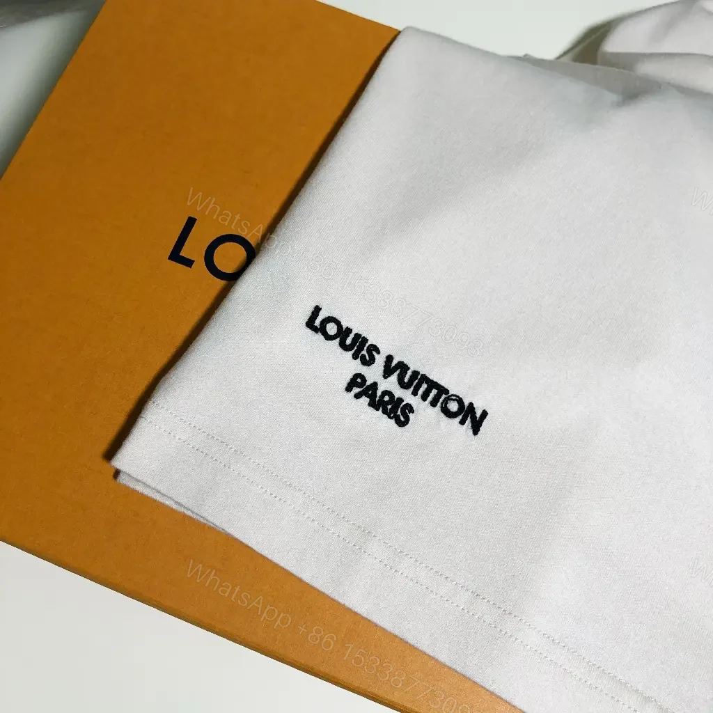 View 11 of White Cotton Minimal T-Shirt with LV.M Logo