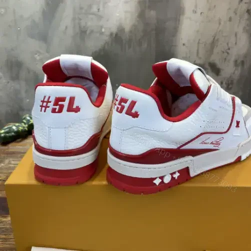 View 8 of LOUIS VUITTON LV TRAINER SNEAKERS IN WHITE AND RED – LSVT354