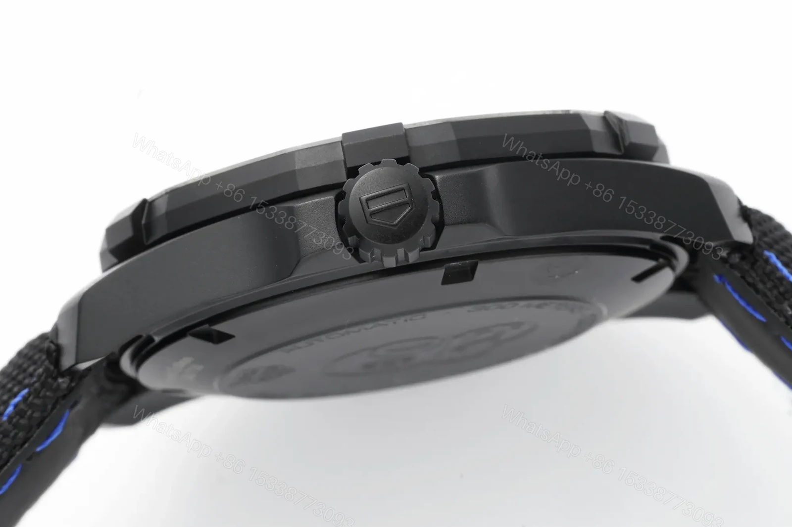 View 4 of V6 Factory TAG Heuer Super Series Black Dial Blue Stitching Strap Watch – Elegant Casual, Unique, and Dynamic