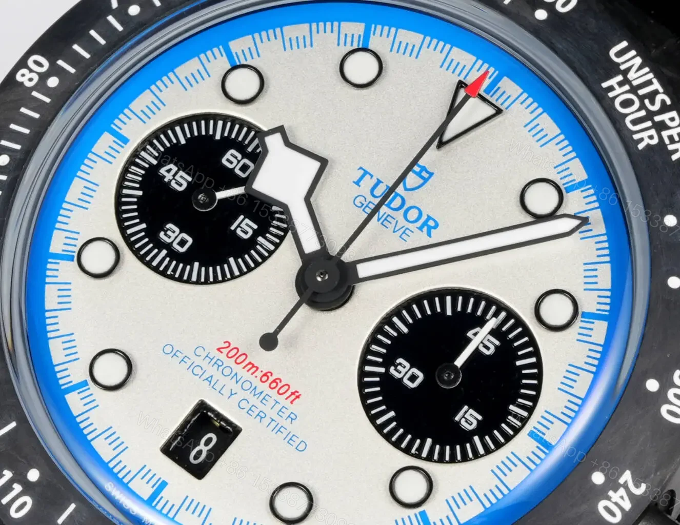 View 3 of Tudor R29 Biwan Blue Accent Chronograph Black Strap Premium 42MM M7937KN-0001