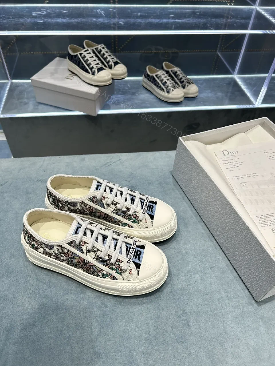 View 2 of Street-Chic Dior-Print Low-Top Sneakers