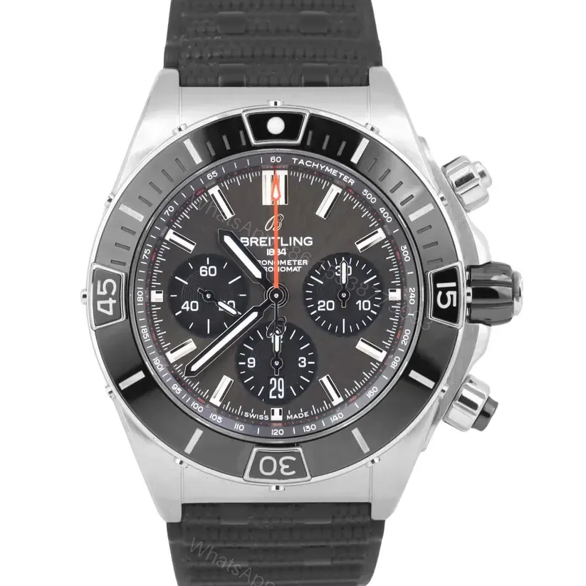 Get Breitling Super Chronomat B01 44 Black Dial Rubber Strap — view 1