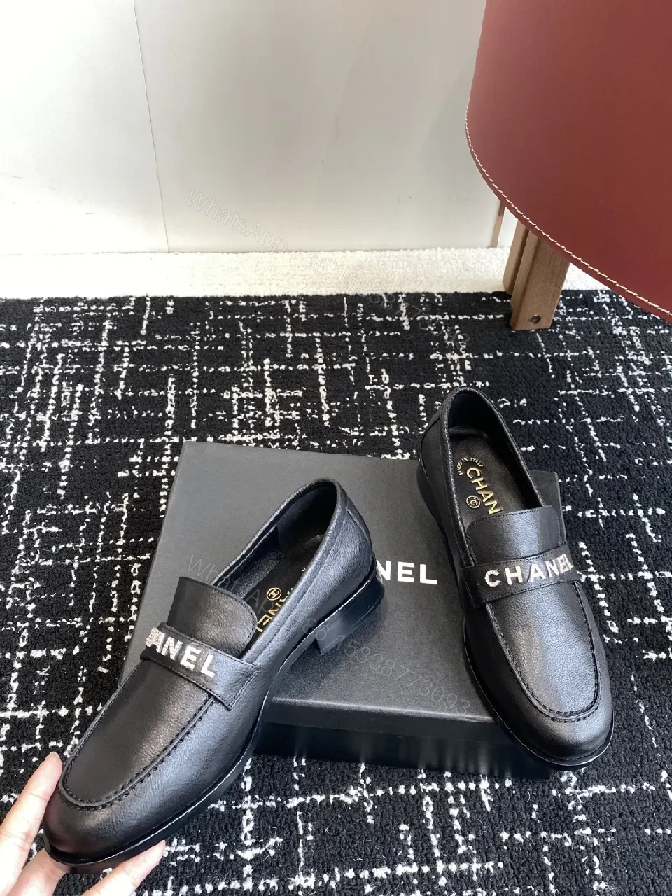 View 6 of Black Leather Slip-On Loafers with Signature Band Jeg-Style Luxe Shoes