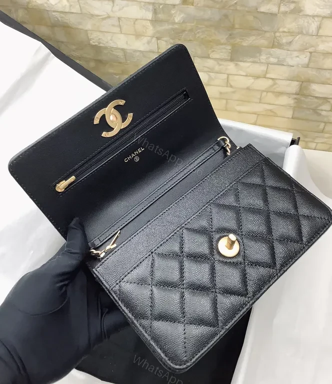 View 8 of Chic Black Quilted Shoulder Bag with Gold Chain Strap