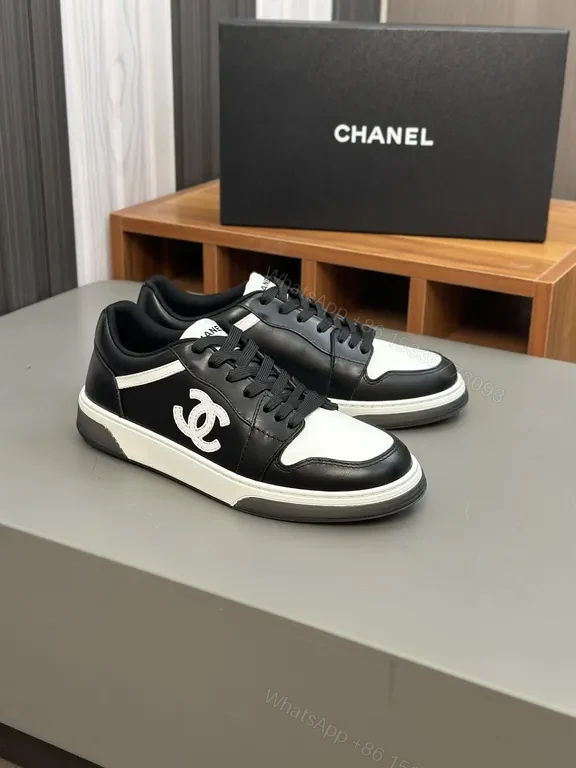 View 7 of Monochrome Chanel-Style Low-Top Sneakers with Signature Emblem