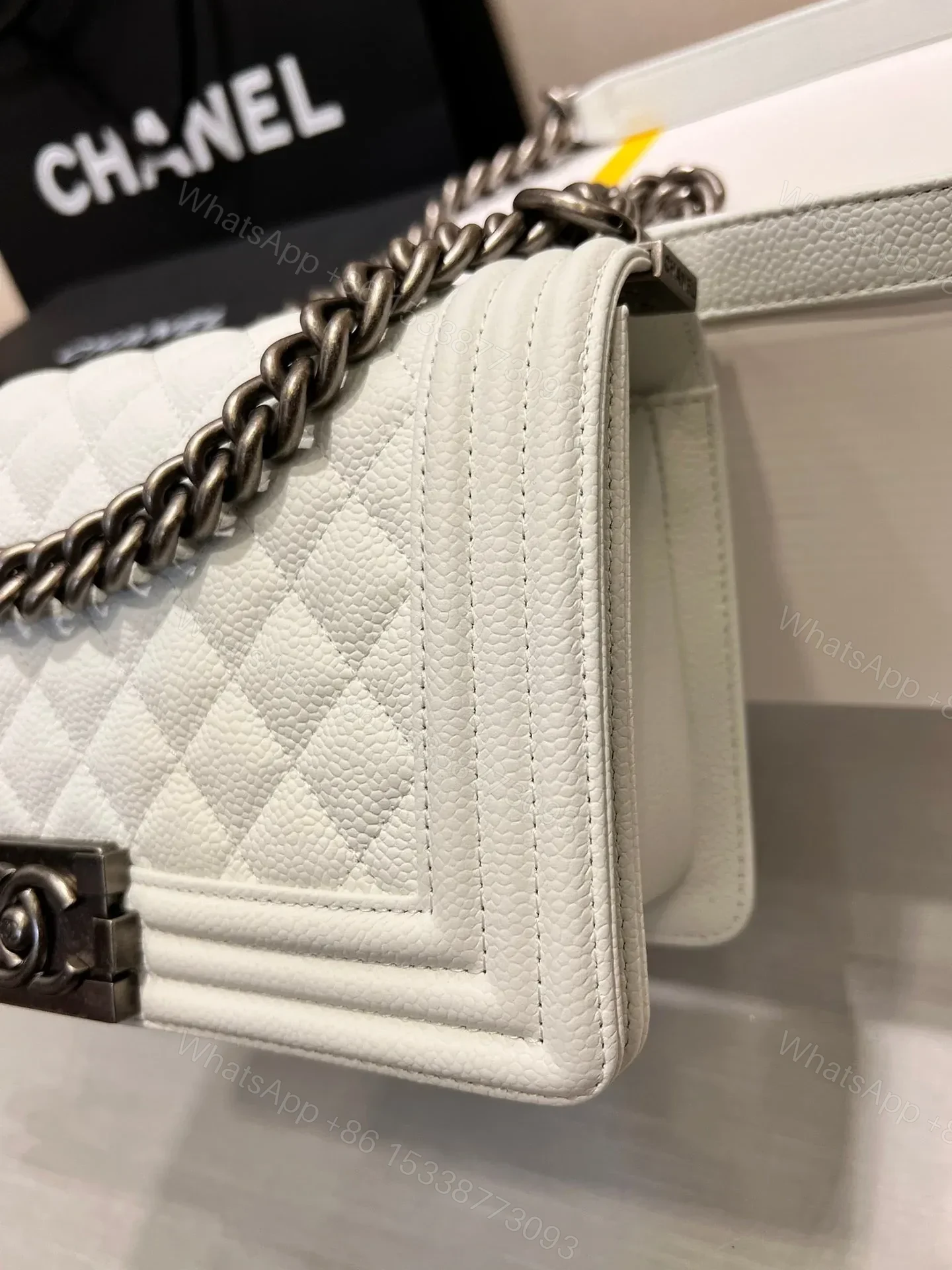 View 6 of BOY BAG MEDIUM 25 WHITE CAVIAR RUTHENIUM HARDWARE