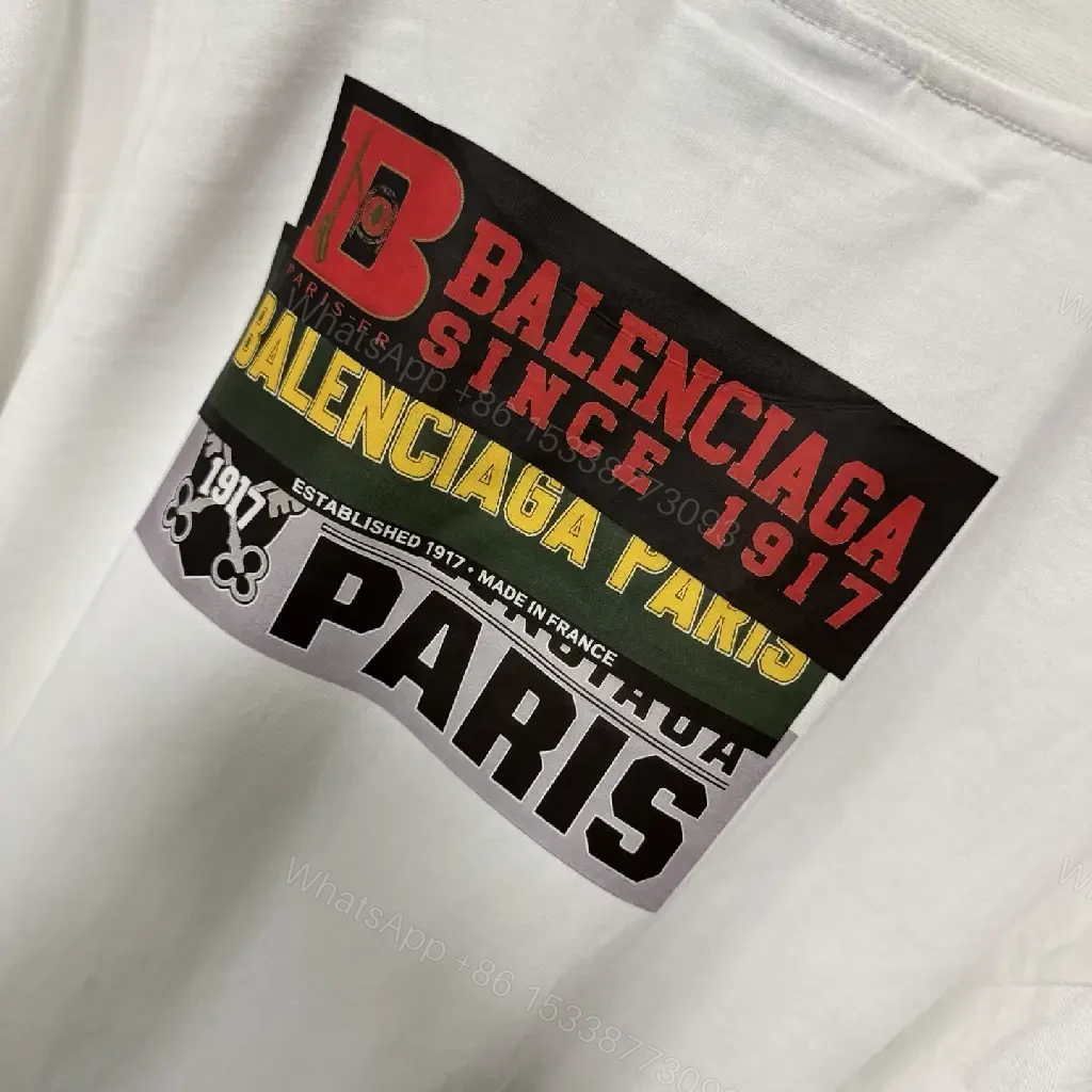View 9 of White Cotton Oversize T-Shirt Balenciaga Graphic Patch Style Trendy Top