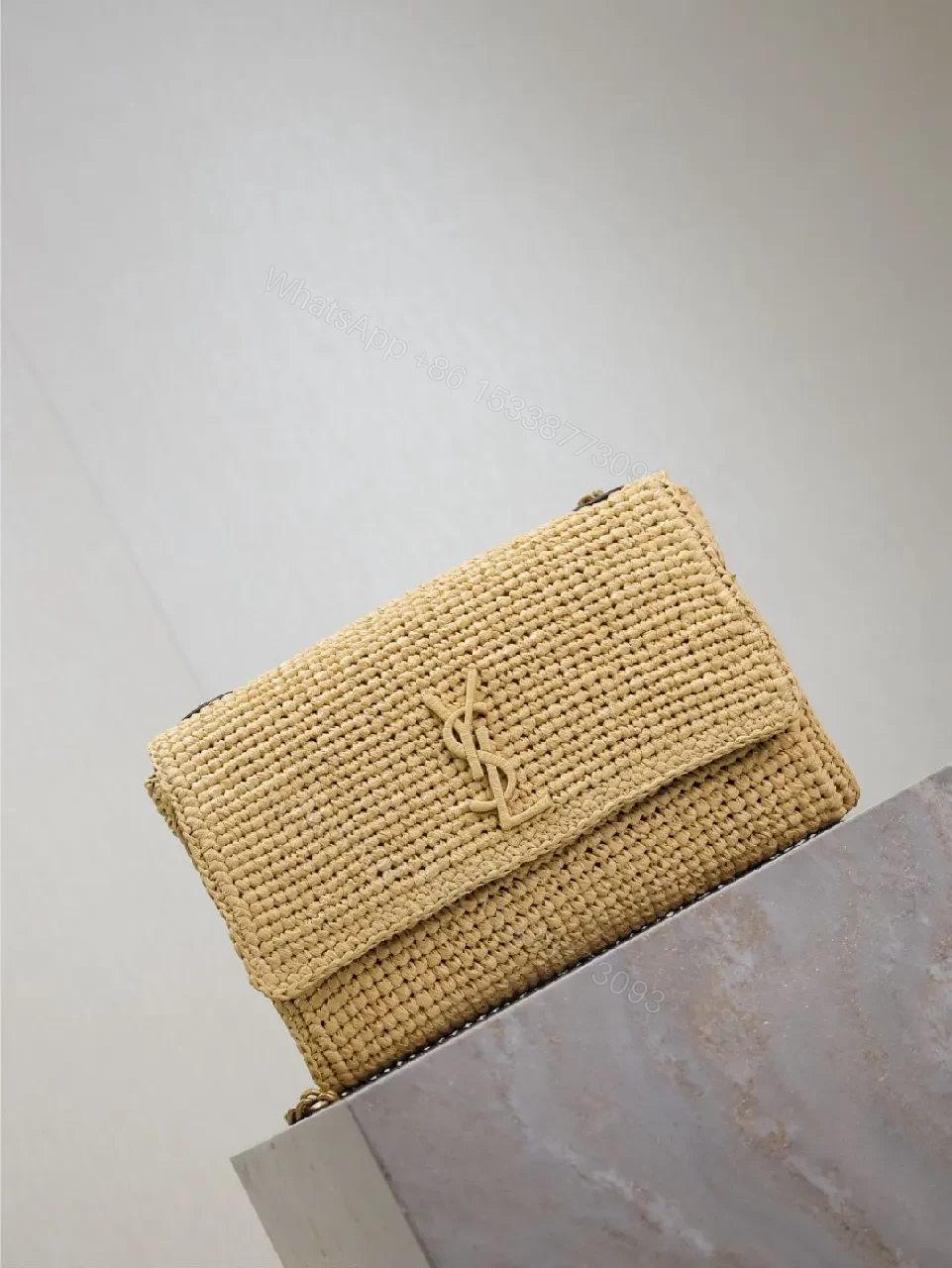 View 6 of Natural Straw Bag, Woven, Modern Chic, Monogram Accent + Shoulder Bag