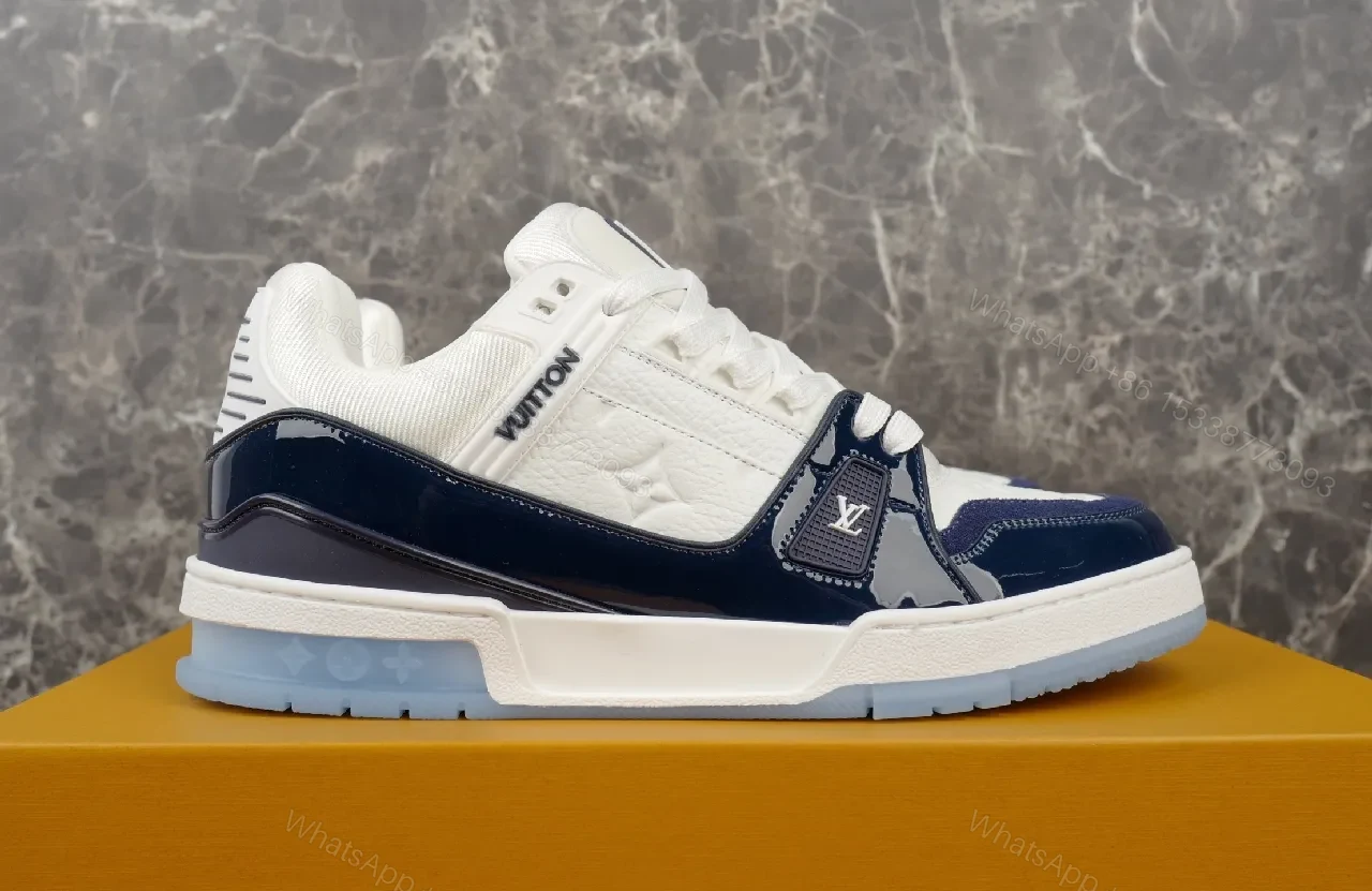 View 7 of Navy Patent luxury sneakers, premium leather, high-top design