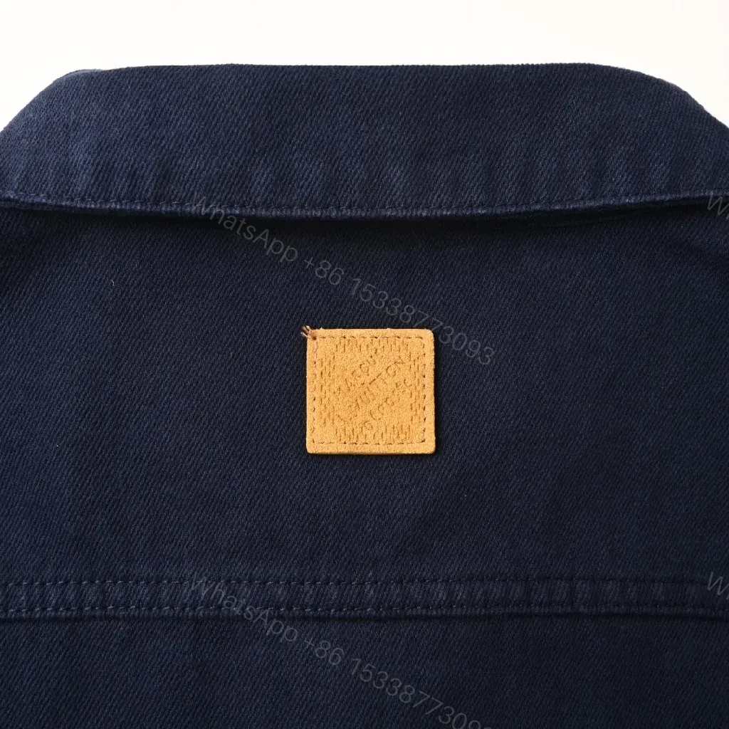 View 2 of Dark Denim Jacket with LV-Inspired Embroidered Pocket